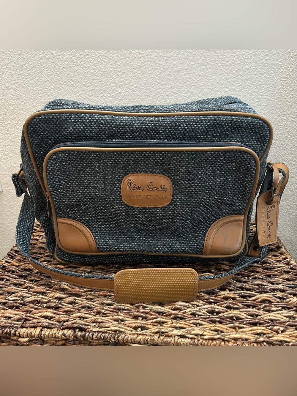 Pierre Cardin Blue and Brown Messenger Shoulder Bag